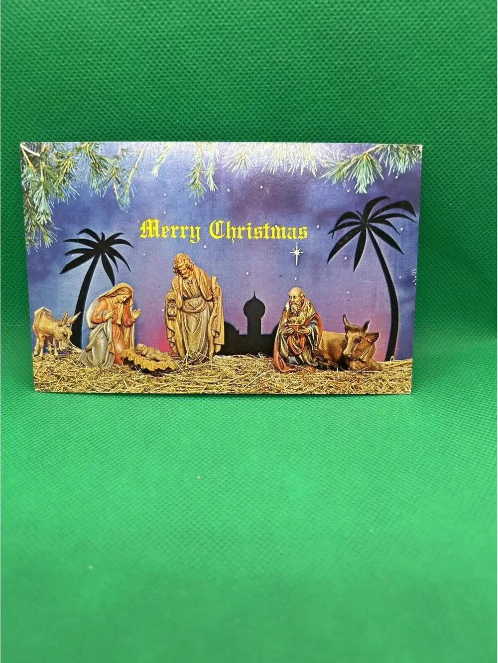 Vintage 1947 Merry Christmas Nativity Scene Postcard - Box1